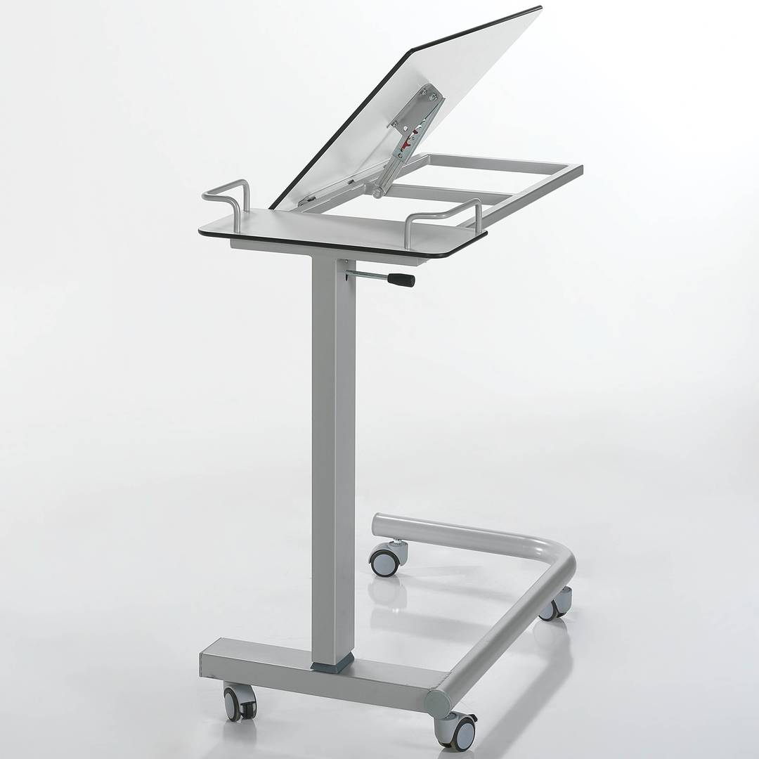 Tavolino regolabile in altezza e angolazione con rotelle per centri medici Nitrocare BST-03