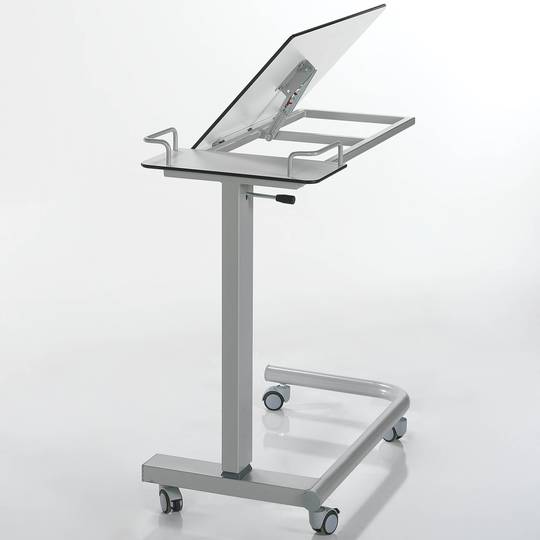 Tavolino regolabile in altezza e angolazione con rotelle per centri medici Nitrocare BST-03