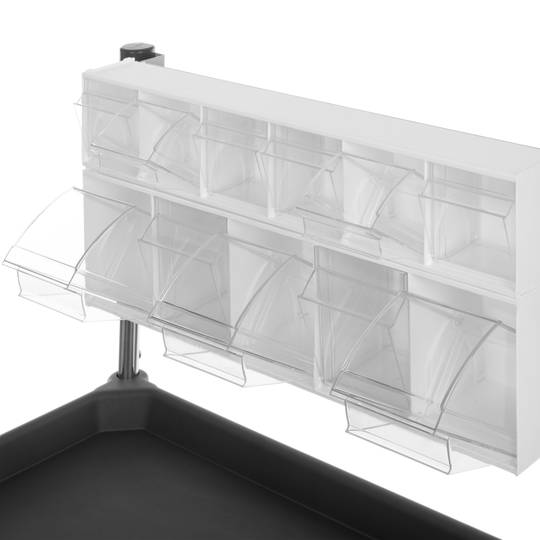 Nitrocare NTHM-115 medication and treatment trolley for distribution of medication to patients, colour red