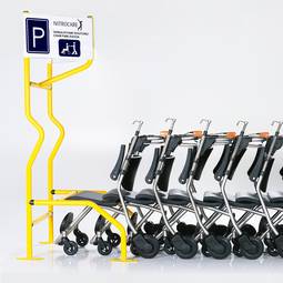 Module de stationnement Nitrocare X5P pour l'organisation des fauteuils roulants dans les hôpitaux