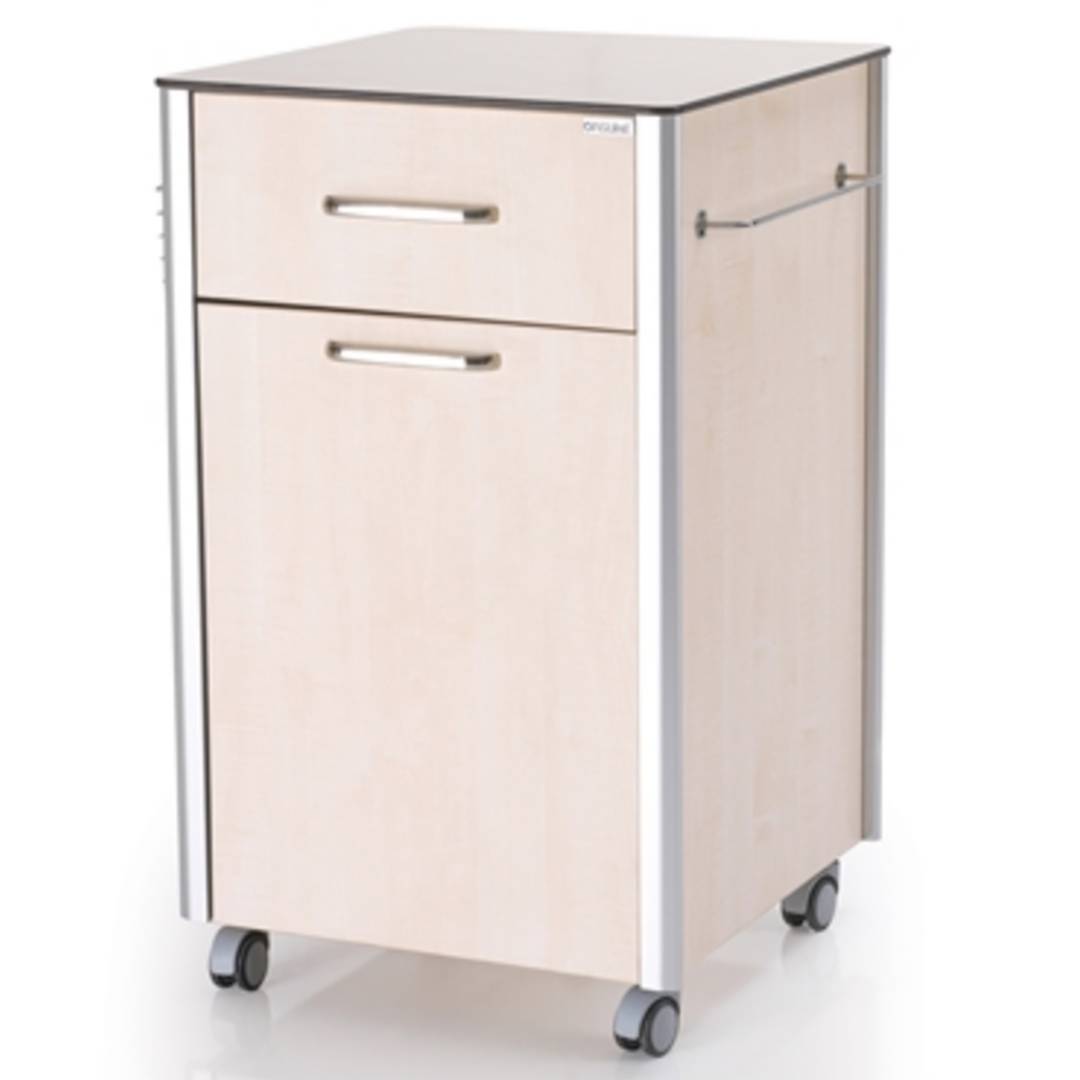 Mesa de cabeceira móvel para centros médicos com mini-bar e 1 gaveta Nitrocare OLHD 1007