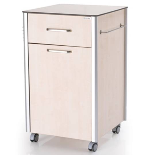 Mesa de cabeceira móvel para centros médicos com mini-bar e 1 gaveta Nitrocare OLHD 1007