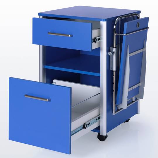 Mesa de cabeceira móvel para centros médicos com 1 mesa ajustável Nitrocare OLHD 1015