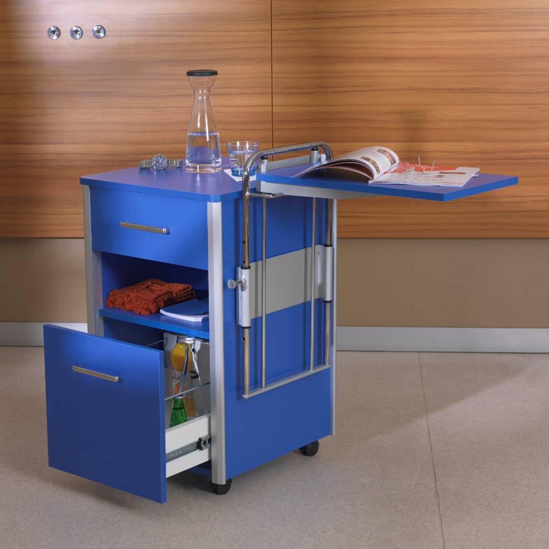 Mesa de cabeceira móvel para centros médicos com 1 mesa ajustável Nitrocare OLHD 1015