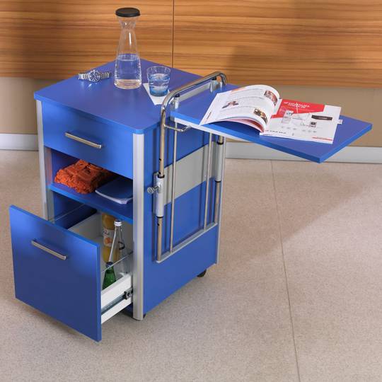 Mesa de cabeceira móvel para centros médicos com 1 mesa ajustável Nitrocare OLHD 1015