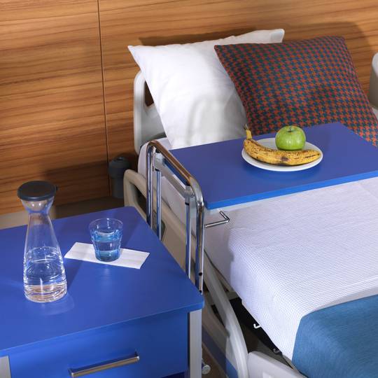 Mesa de cabeceira móvel para centros médicos com 1 mesa ajustável Nitrocare OLHD 1015