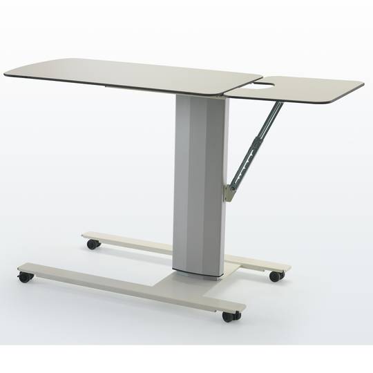 Mesa lateral Nitrocare BST-07 regulável em altura com rodízios e mesa dobrável para centros médicos
