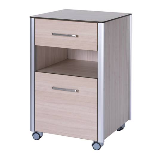 Mesa de cabeceira móvel para centros médicos com 2 gavetas e 1 prateleira Nitrocare OLHD 1006