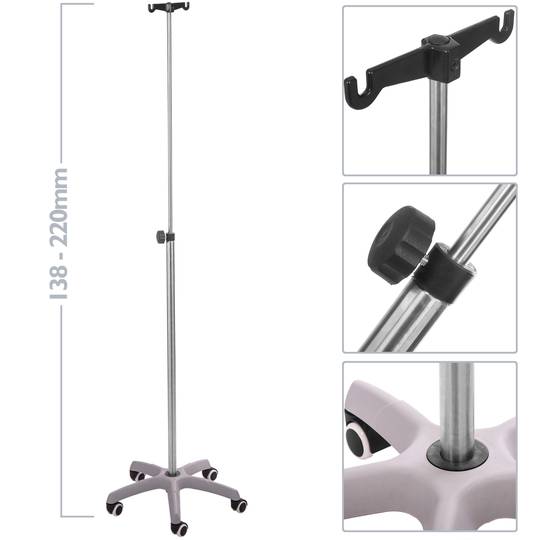 Masiamed in hoogte verstelbare PM-89 roestvrijstalen infuusstandaard MASIA EM0033W - 0001