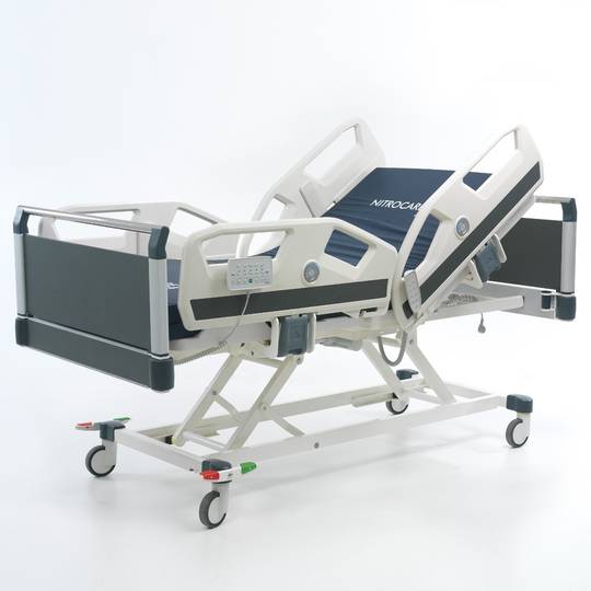 Cama de hospital de terapia intensiva Nitrocare HB 8140 C com quatro motores com haste IV e medidor de ângulo