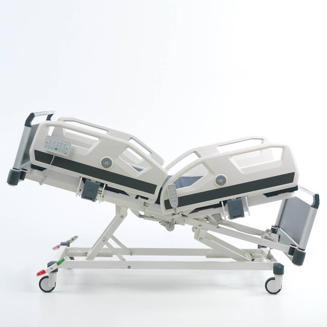 Cama de hospital de terapia intensiva Nitrocare HB 8140 C com quatro motores com haste IV e medidor de ângulo