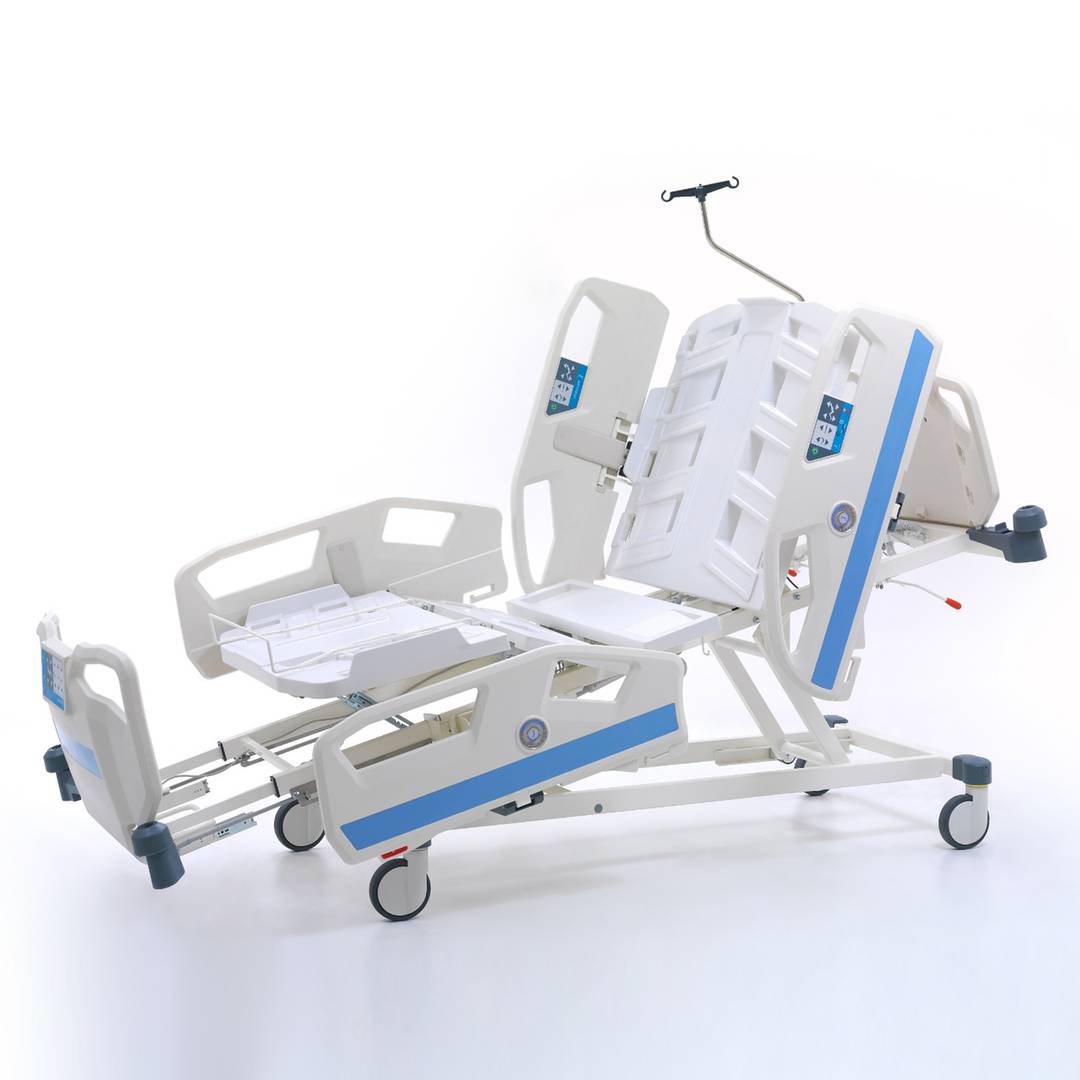 Nitrocare HB 8140 ELC Intensivpflege-Krankenhausbett mit vier Motoren mit Infusionsständer und Winkelmesser