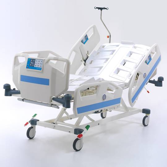 Nitrocare HB 8140 ELC Intensivpflege-Krankenhausbett mit vier Motoren mit Infusionsständer und Winkelmesser