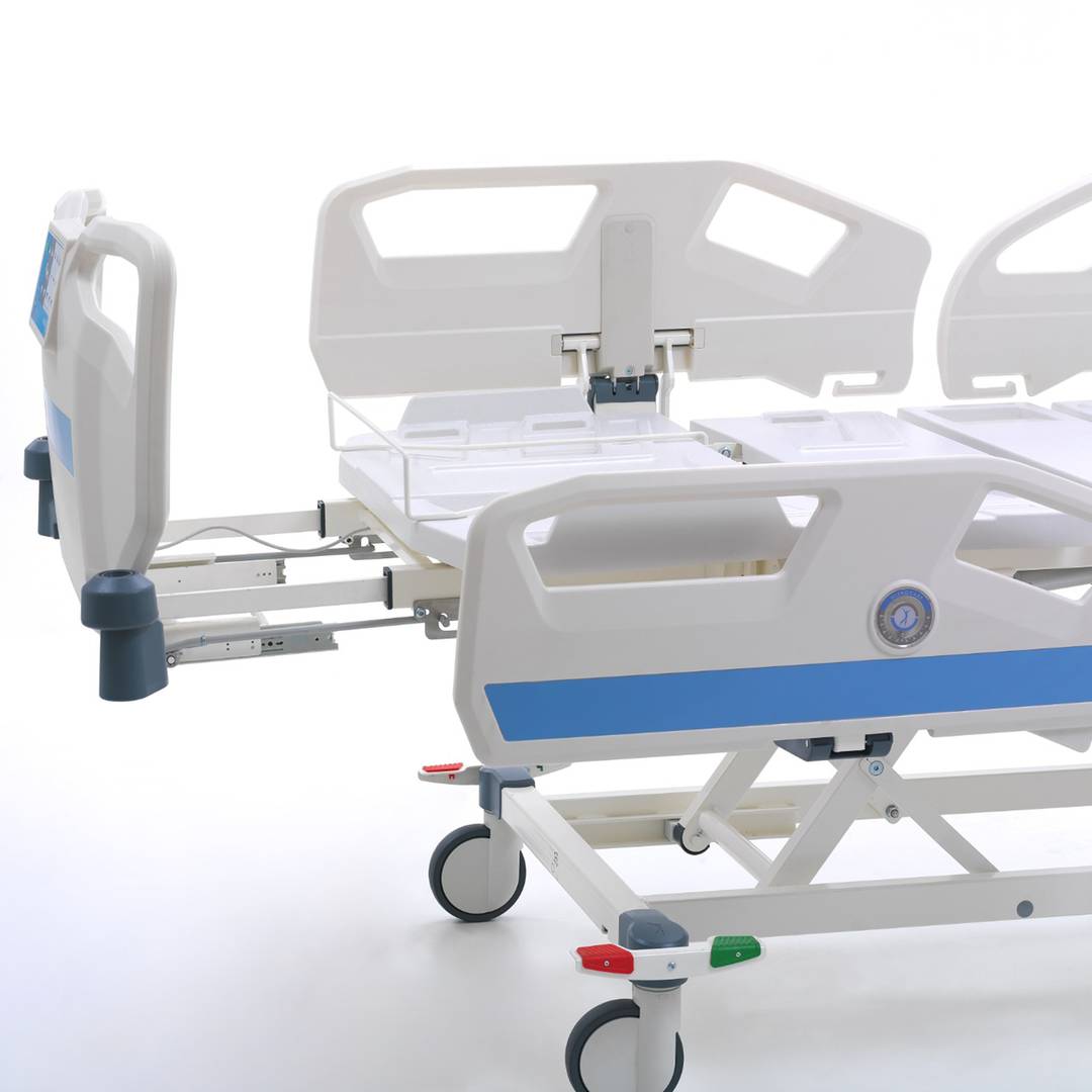 Nitrocare HB 8140 ELC Intensivpflege-Krankenhausbett mit vier Motoren mit Infusionsständer und Winkelmesser