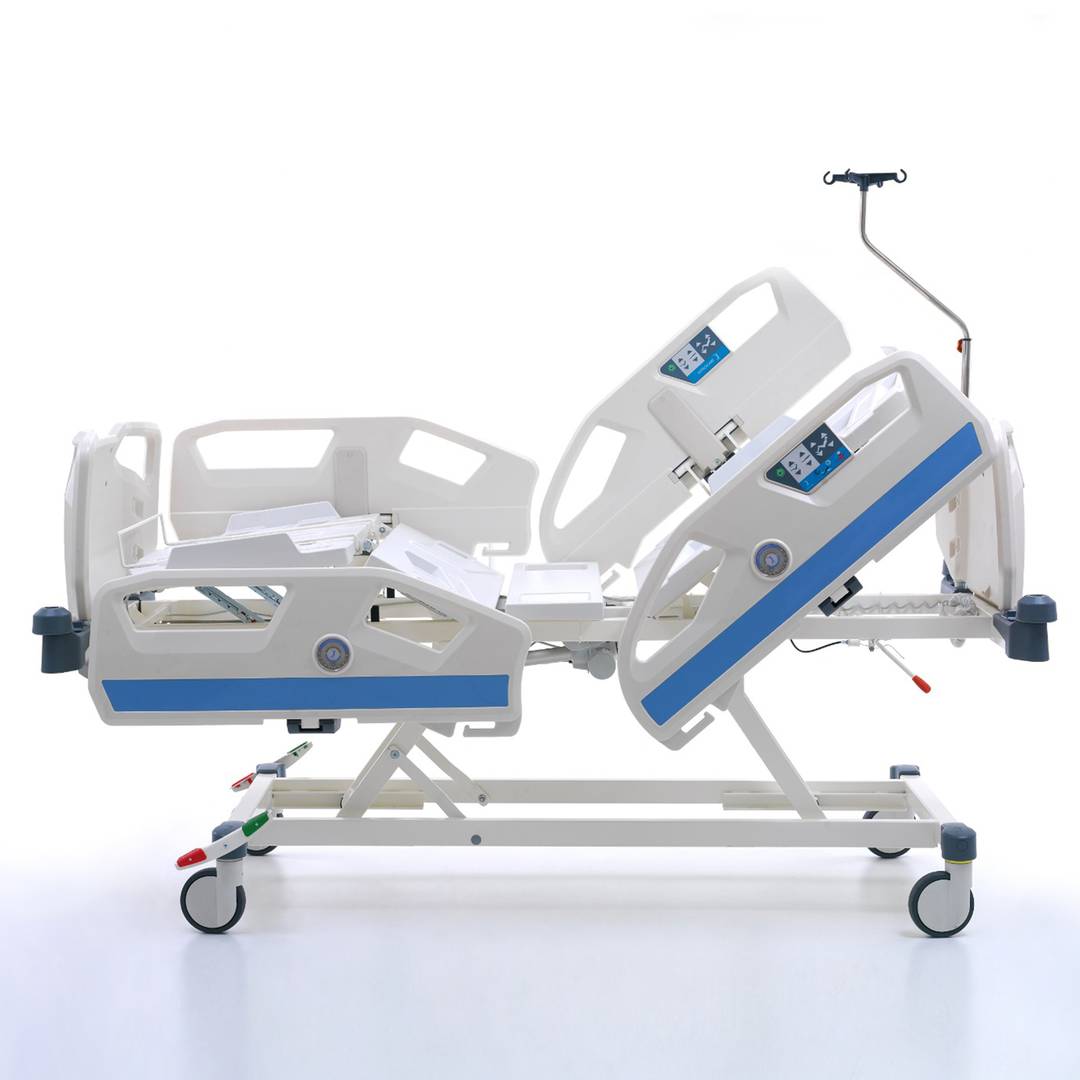 Nitrocare HB 8140 ELC Intensivpflege-Krankenhausbett mit vier Motoren mit Infusionsständer und Winkelmesser