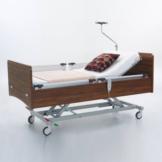 Nitrocare HB 7260 four motor home care bed with hand control unit and metal lying surface