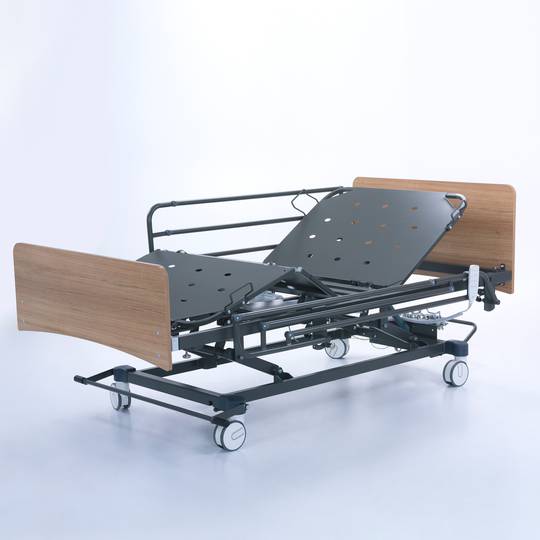 1200x2130 mm home care bed Nitrocare HB 7250 three-motor with hand control unit and metal lying surface