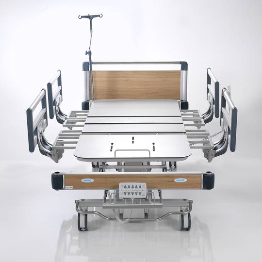 Nitrocare HB 6220 B four-motor hospital bariatric patient bed with HPL lying surface
