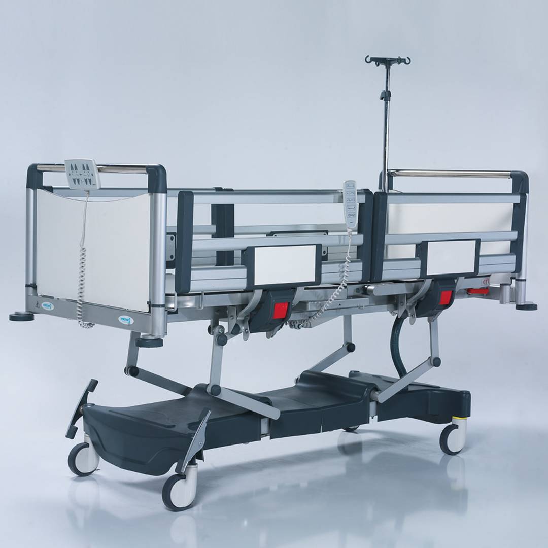 Nitrocare HB 4430P four-motor intensive care pediatric hospital bed with HPL aluminum lying surface