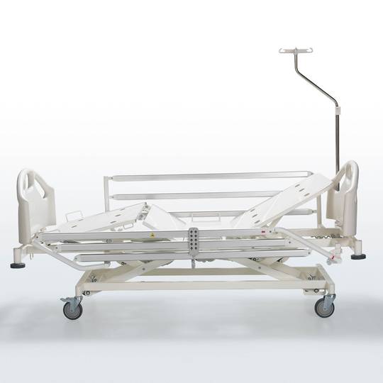 Four-motor Nitrocare HB 6630 patient hospital bed with metal lying surface