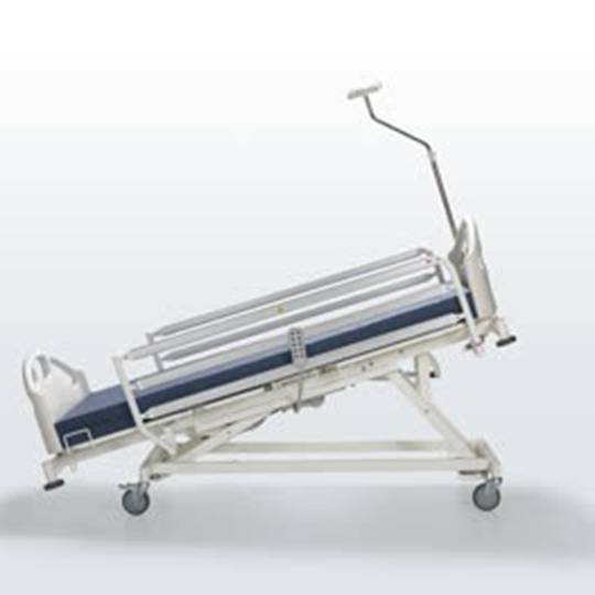 Four-motor Nitrocare HB 6630 patient hospital bed with metal lying surface
