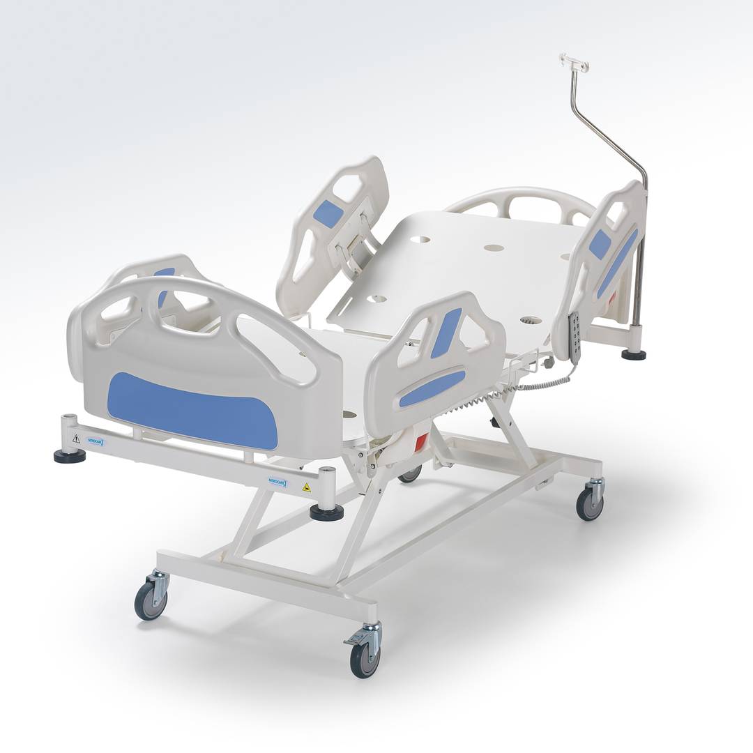 Cama de hospital Nitrocare HB 6460 de quatro motores com superfície de metal