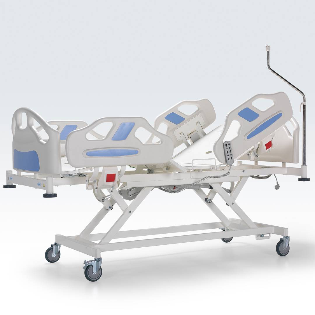 Cama de hospital Nitrocare HB 6460 de quatro motores com superfície de metal