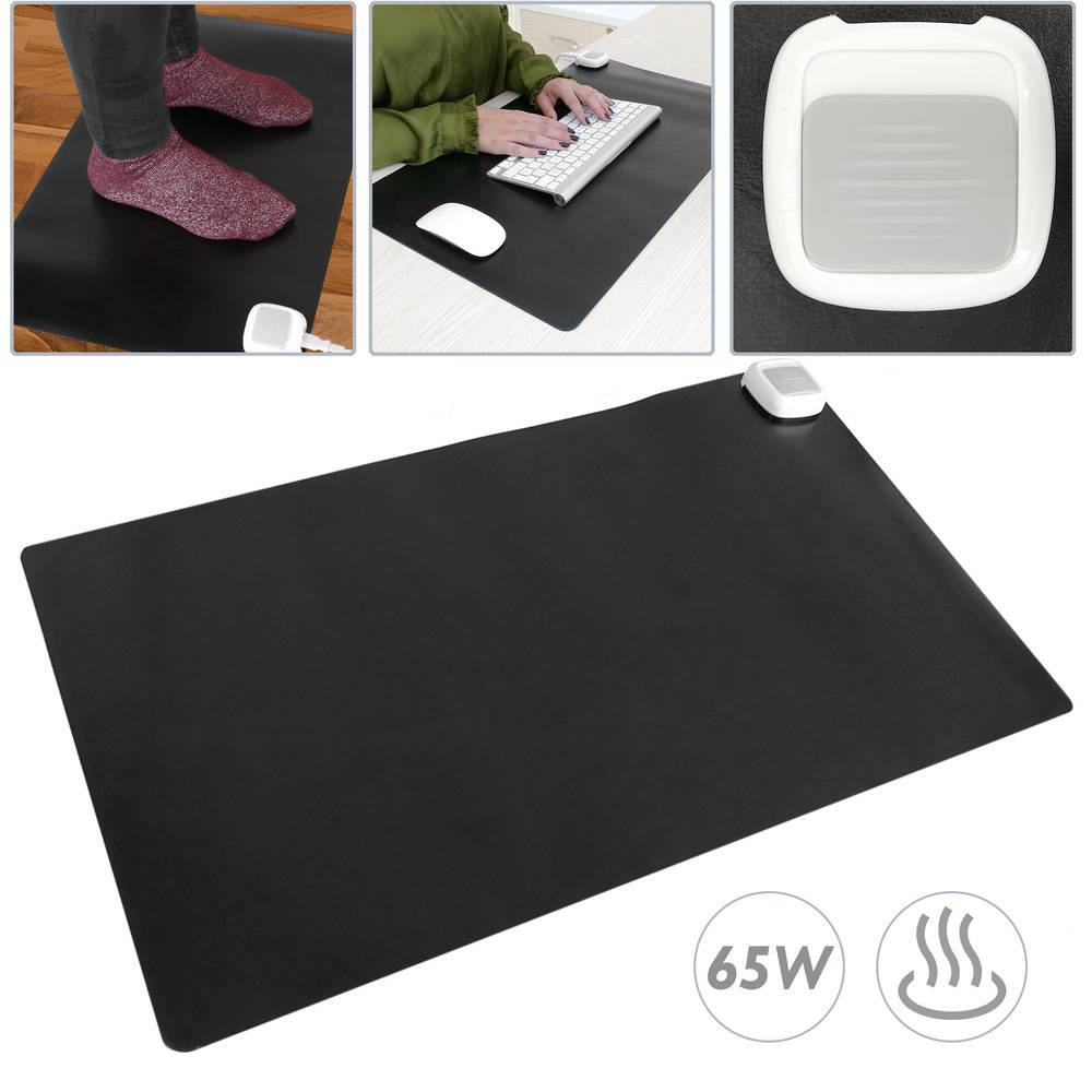 Alfombra y superficie térmica con calefacción para escritorio suelo y pies  de 60 x 36 cm 65W negro - Cablematic