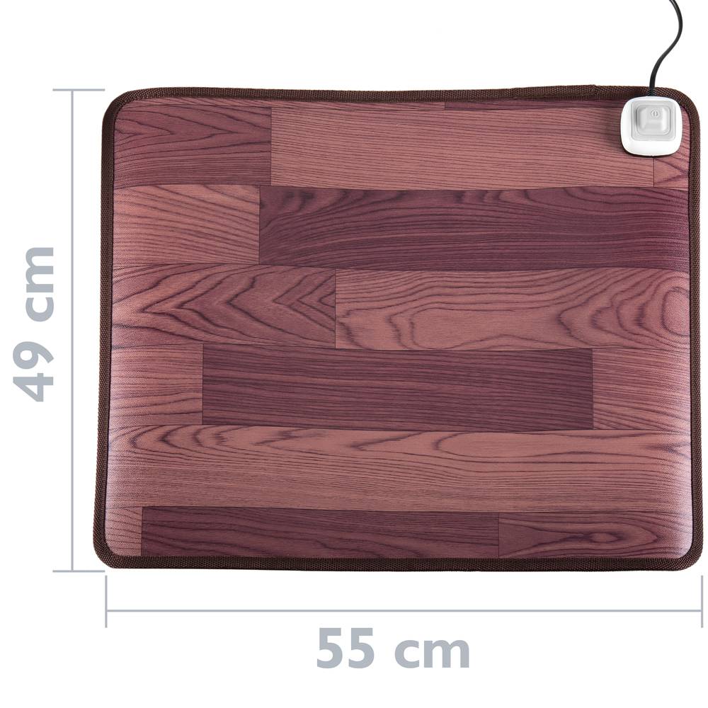 Tapis chauffant moquette thermique pour sol et pieds 55 x 49 cm 100W couleur chêne