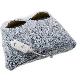 Coussin chauffant électrique avec trous pour pieds et température réglable 24W gris 38x38cm