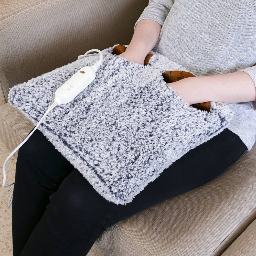 Almofada térmica com furos para os pés e temperatura ajustável 24W cinza 38x38cm