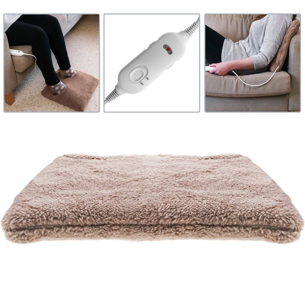 Cuscino termico elettrico con fori per piedi e temperatura regolabile 24W marrone 38x38cm