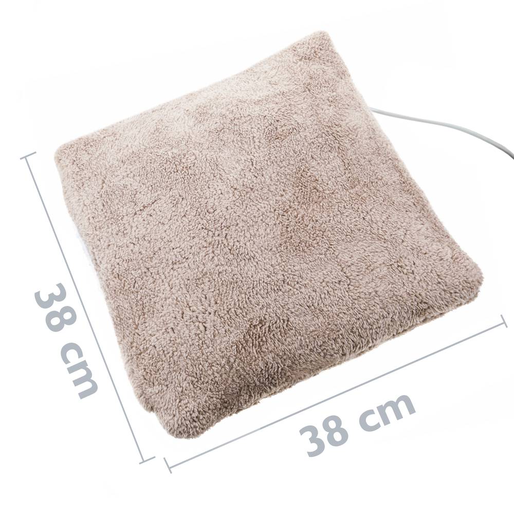 Cuscino termico elettrico con fori per piedi e temperatura regolabile 24W marrone 38x38cm