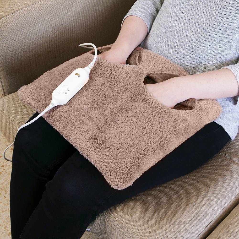 Cuscino termico elettrico con fori per piedi e temperatura regolabile 24W marrone 38x38cm