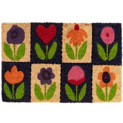 Feldut rectangular de coco natural model flors 60x40cm
