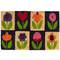 Felpudo rectangular de coco natural modelo flores 60x40cm