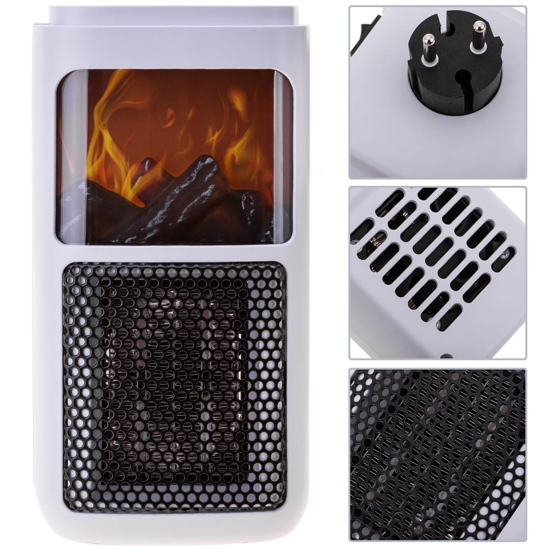 Mini estufa calefactora portàtil de 400W amb efecte visual de xemeneia de llenya amb temporitzador 220-240V
