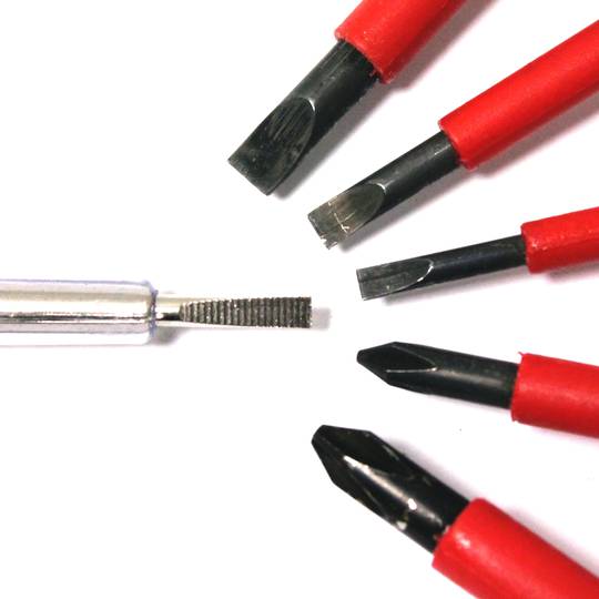 Set 6 platte schroevendraaiers VDE CrV 3.0mm 4.0mm 5.5mm Phillips PH1 PH2 en stofzoeker