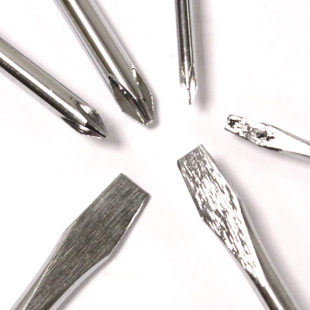 Jogo 6 chave de fenda CrV planos 3mm 5mm 6mm Phillips PH0 PH1 PH2