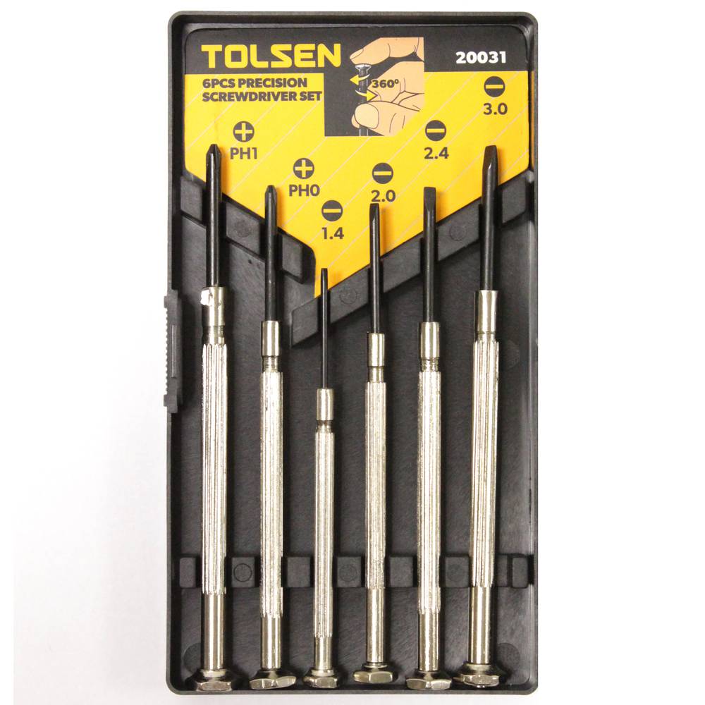Set of 6 screwdriver CrV slotted 1.4mm 2.0mm 2.4mm 3.0mm Phillips PH0 PH1