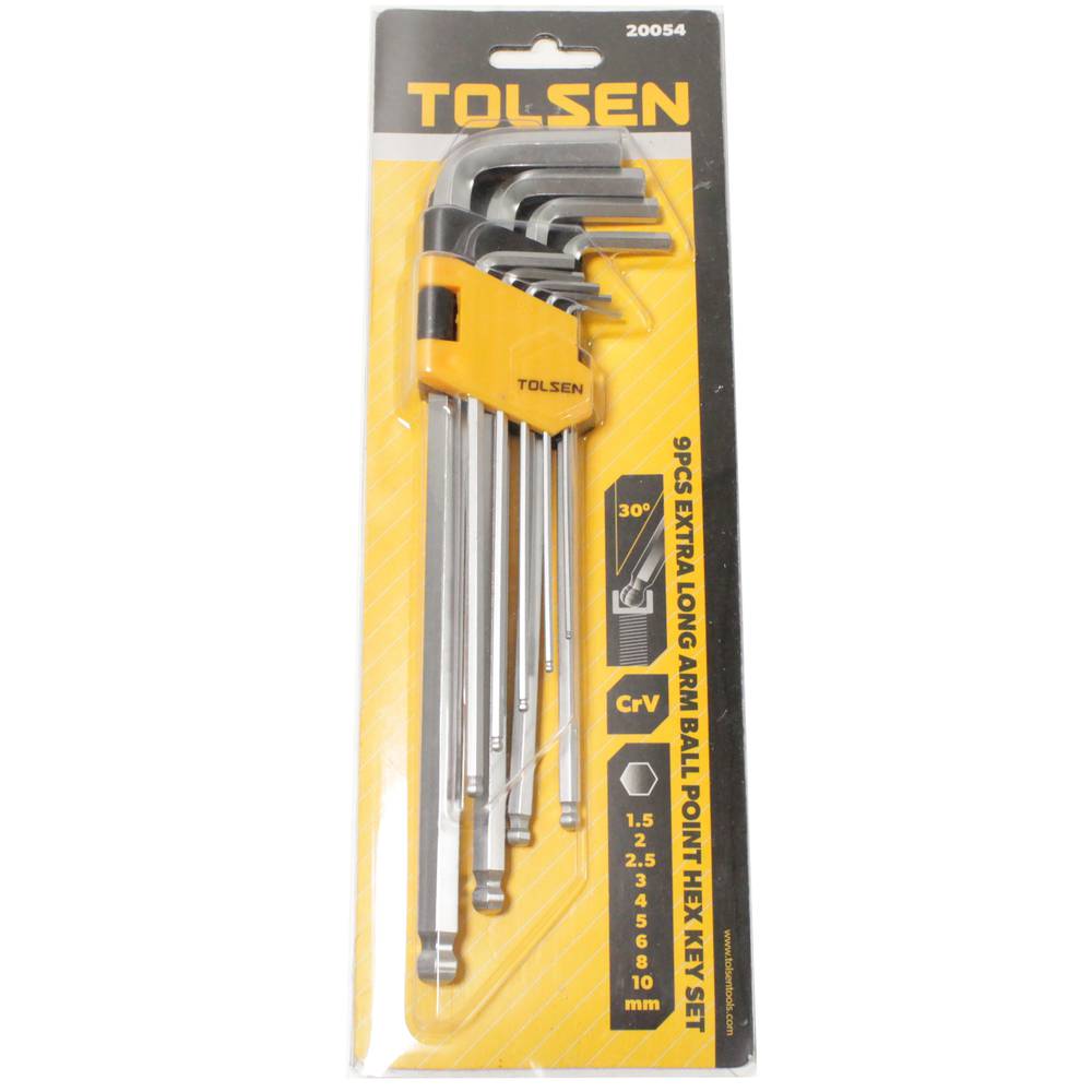 Chiavi a brugola con palla CrV Set di 9 unità extra lungo