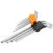 Hexagonal key Torx compatible CrV Set of 9 hex key extra long