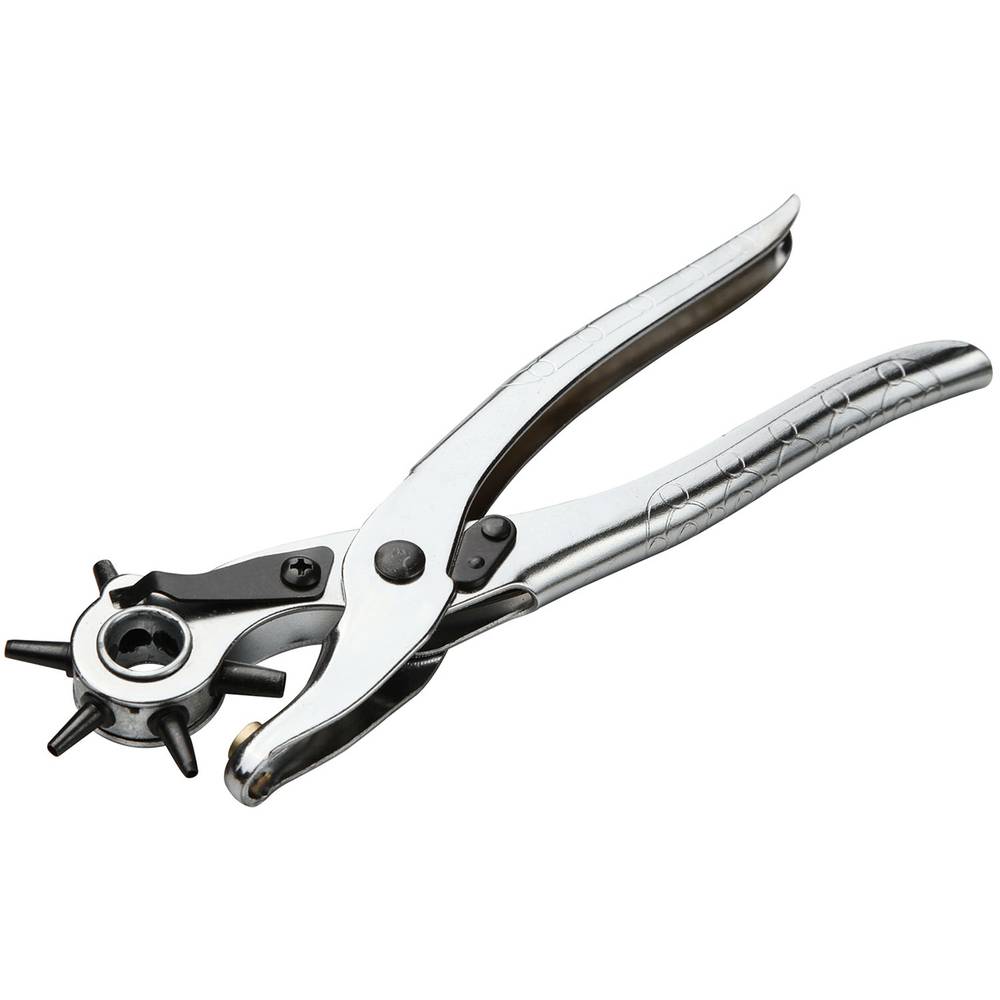 Revolving hole punch plier tool 6 point