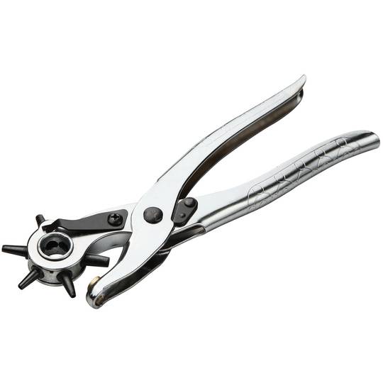 Revolving hole punch plier tool 6 point