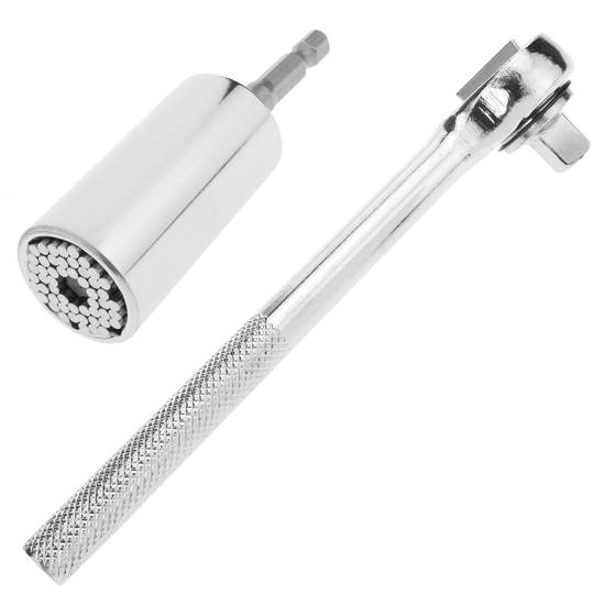 Universal Schraubenschlüssel Klein Mehrzweck 7-19 mm mit Bohrer Adapter und Umschaltknarre