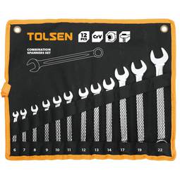 Combination spanner kit of 12 CrV wrench with cloth case
