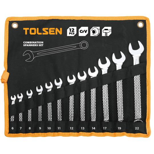 Combination spanner kit of 12 CrV wrench with cloth case