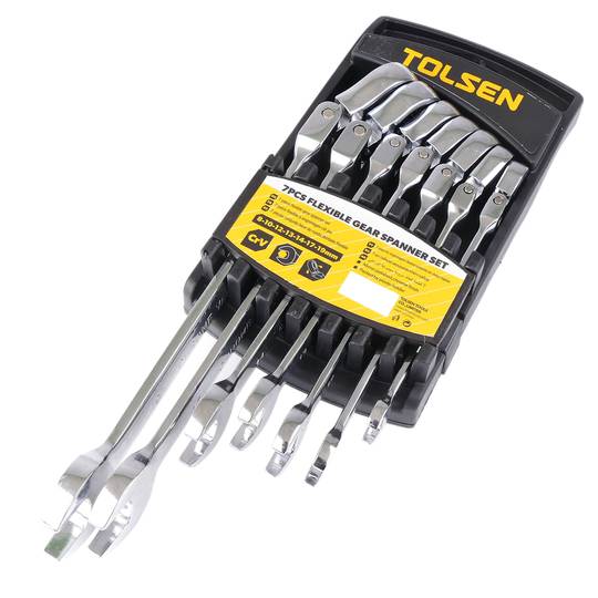 Estoig de 7 clau combinada fixa i de carraca orientable de CrV