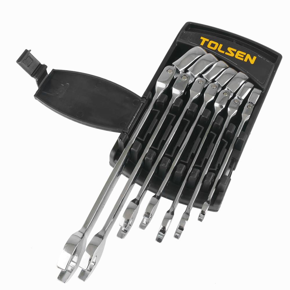 Estoig de 7 clau combinada fixa i de carraca orientable de CrV