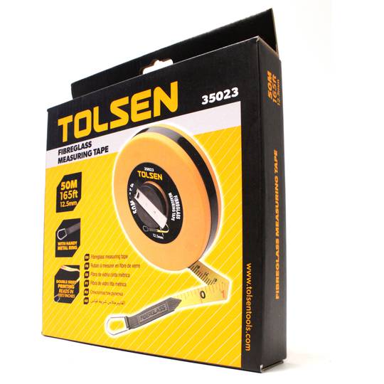 Cinta métrica de fibra de vidrio enrollada de 20m x 12.5mm de herramientas Tolsen
